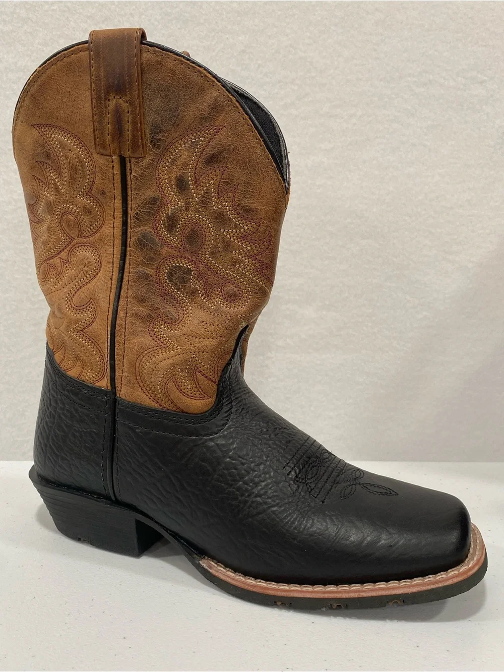 Dan Post Youth Cowboy Boots 4D Leather Western Square Toe Brown Black Unisex